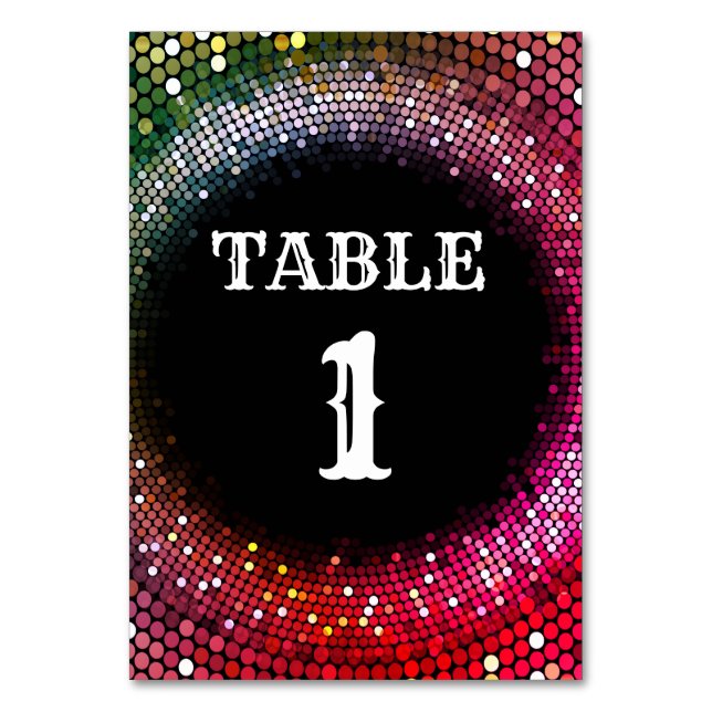 Tarjeta de mesa fiesta Disco (Anverso)