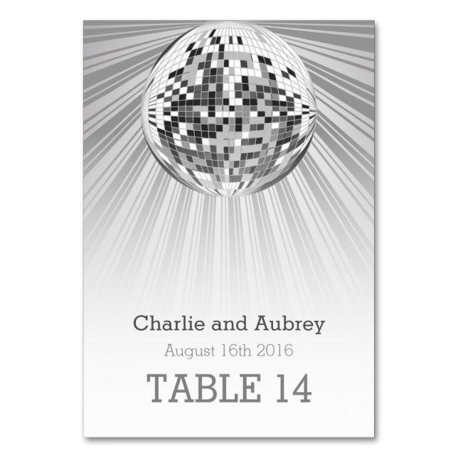 Tarjeta de mesa Fiesta Disco Ball (Anverso)
