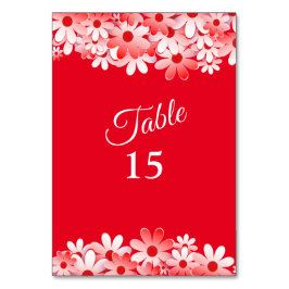 Tarjeta De Mesa Fiesta Floral Blanca Roja Elegante