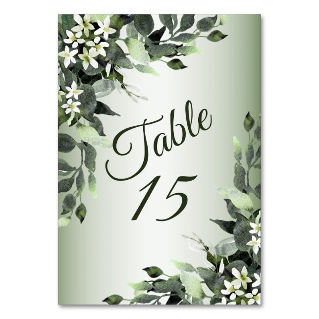 Tarjeta De Mesa Fiesta nupcial Vegetación Floral Eucalyptus Hoaves (Anverso)