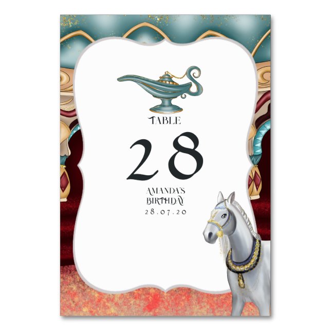 Tarjeta De Mesa Fiesta temática de las noches árabes (Anverso)