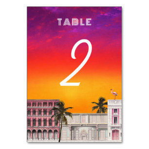 Tarjeta De Mesa Fila de Arcoíris de Miami Beach Boda de Palma de C