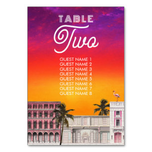 Tarjeta De Mesa Fila de Arcoíris de Miami Beach Boda de Palma de C