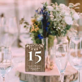 Tarjeta De Mesa Filas de madera rústica hilo de luces Quinceañera