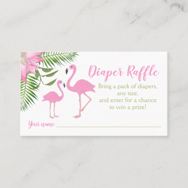Tarjeta De Mesa Flamingo Baby Shower Diaper Raffle Ticket (Anverso)