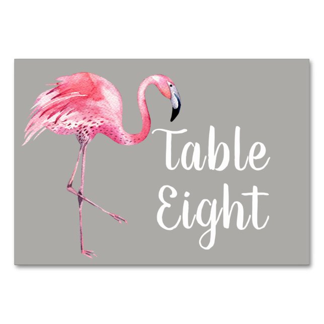 Tarjeta De Mesa Flamingo en gris (Anverso)