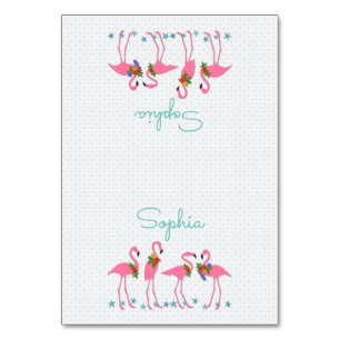 Tarjeta De Mesa Flamingo Fiesta Cartas De Lugares Con Tentado Con