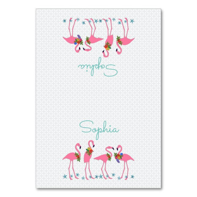 Tarjeta De Mesa Flamingo Fiesta Cartas De Lugares Con Tentado Con  (Anverso)