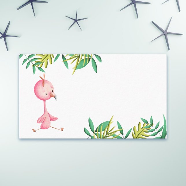Tarjeta De Mesa Flamingo rosa Floral tropical (Subido por el creador)