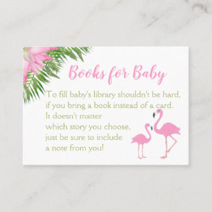 Tarjeta De Mesa Flamingo Tropical Baby Shower Book Request Card