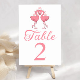 Tarjeta De Mesa Flamingo Tropical Hawaiian Luau Beach Wedding 