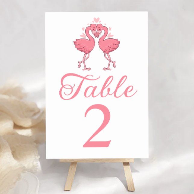 Tarjeta De Mesa Flamingo Tropical Hawaiian Luau Beach Wedding  (Subido por el creador)