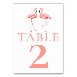 Tarjeta De Mesa Flamingo Tropical Rosa Beach Wedding Bridal Shower