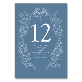 Tarjeta De Mesa Fleur de primavera de lis blanco azul boda