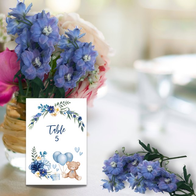 Tarjeta De Mesa Flor acuática con globo azul Teddy Bear (Subido por el creador)
