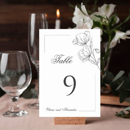 Tarjeta De Mesa Flor amapola minimalista chic elegante