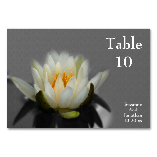 Tarjeta De Mesa Flor blanco Lotus personalizada (Anverso)