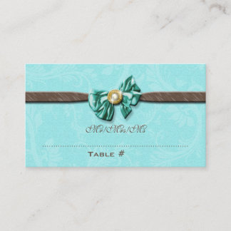 Tarjeta De Mesa Flor de arco de gema marrón azul acuático