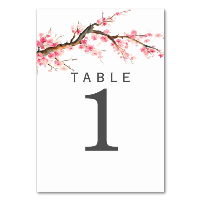 Tarjeta De Mesa Flor de cerezo acuarela (Anverso)