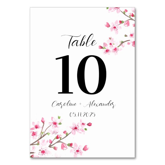Tarjeta De Mesa Flor de cerezo Boda oriental del Sakura moderno (Anverso)