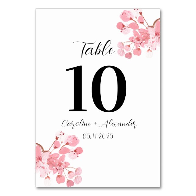 Tarjeta De Mesa Flor de cerezo Boda oriental del Sakura moderno (Anverso)