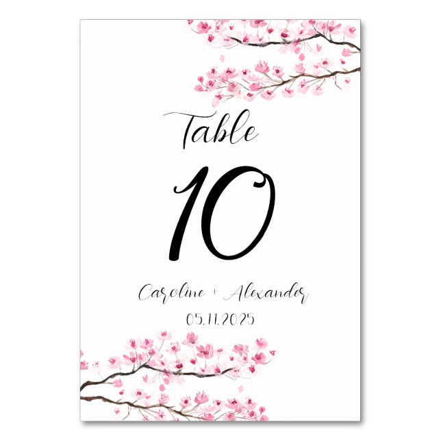 Tarjeta De Mesa Flor de cerezo Boda oriental del Sakura moderno (Anverso)