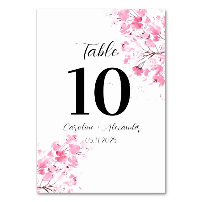 Tarjeta De Mesa Flor de cerezo Pestaña Boda del Sakura Oriental Mo (Anverso)
