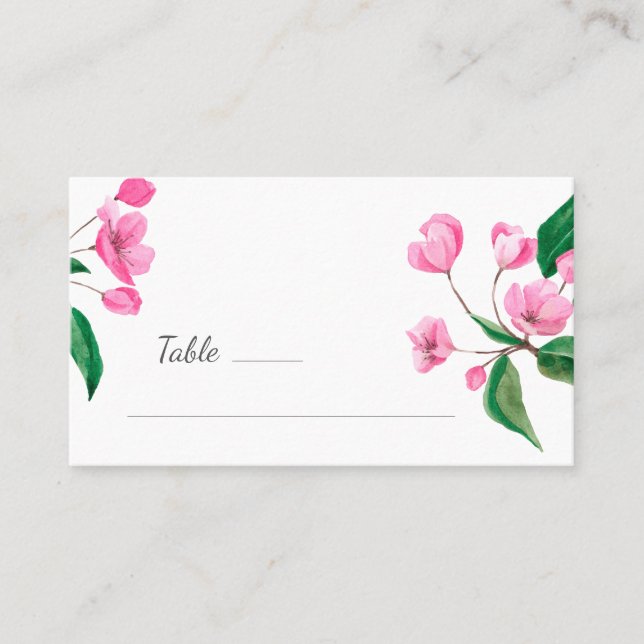 Tarjeta De Mesa Flor de cerezo rosado de primavera. Floral (Anverso)