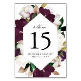 Tarjeta De Mesa Flor de ciruela oscura | Boda personalizada