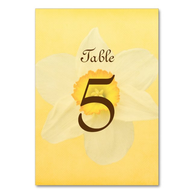 Tarjeta De Mesa Flor de colofón amarillo primavera (Anverso)