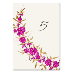 Tarjeta De Mesa Flor de enredadera de trompeta silvestre púrpura J