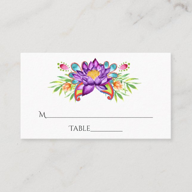 Tarjeta De Mesa Flor de loto india acuarela (Anverso)