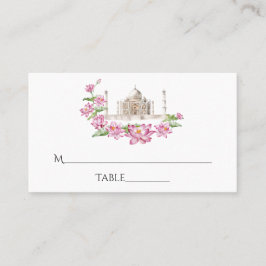 Tarjeta De Mesa Flor de loto india en acuarela Taj Mahal