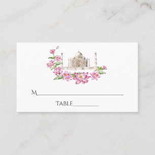 Tarjeta De Mesa Flor de loto india en acuarela Taj Mahal