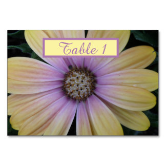 Tarjeta De Mesa Flor de margarita amarilla y morada personalizada