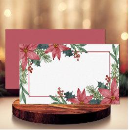 Tarjeta De Mesa Flor de Navidad Roja de Invierno Poinsettia para B