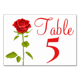 Tarjeta De Mesa Flor de rosa roja floral Boda número de tabla Rosa