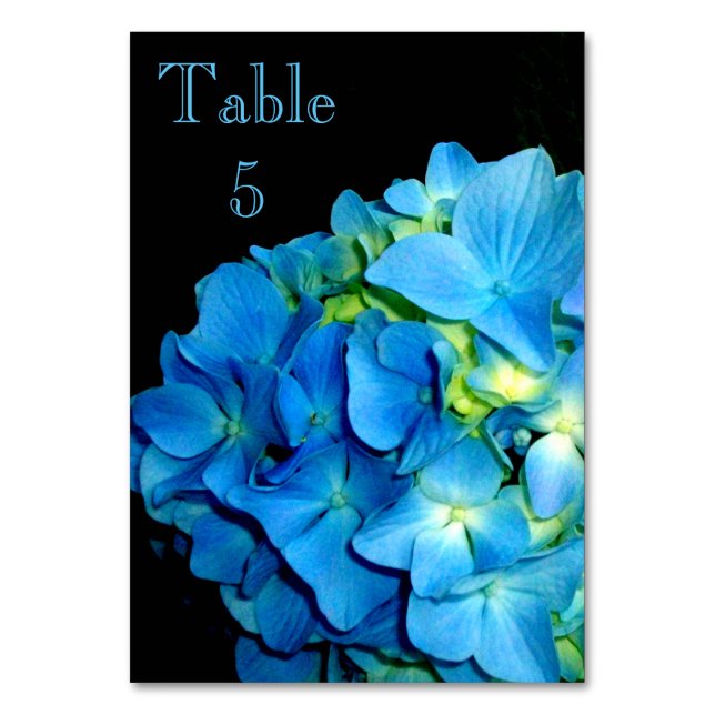 Tarjeta De Mesa Flor floral azul Hydrangea (Anverso)