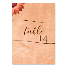 Tarjeta De Mesa Flor Gerbera en el Boda de melocotón abstracto