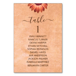 Tarjeta De Mesa Flor Gerbera en el Boda de melocotón abstracto