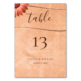 Tarjeta De Mesa Flor Gerbera en el Boda de melocotón abstracto