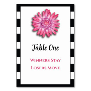 Tarjeta De Mesa Flor rosa blanca negra Bunco Table Card