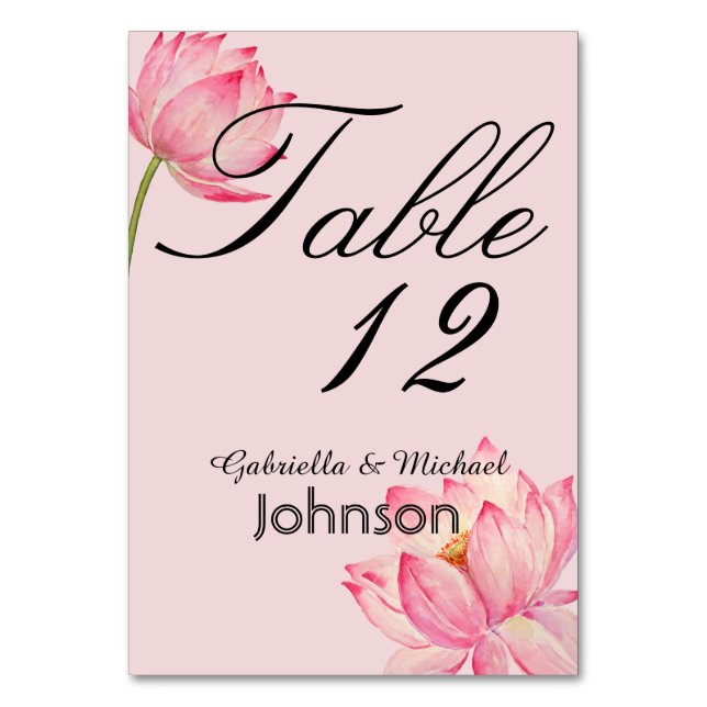 Tarjeta De Mesa Flor rosa Lotus (Anverso)
