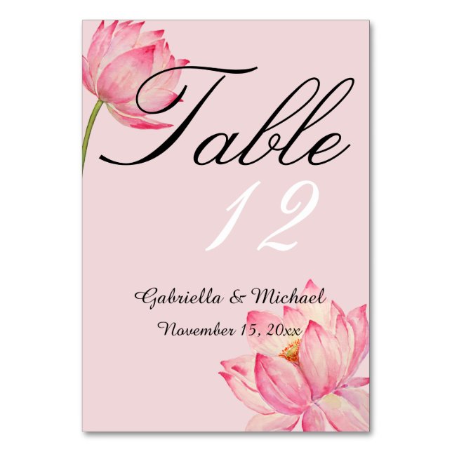 Tarjeta De Mesa Flor rosa Lotus (Anverso)