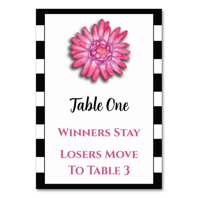 Tarjeta De Mesa Flor rosa negra Bunco Table Card #1 (Anverso)
