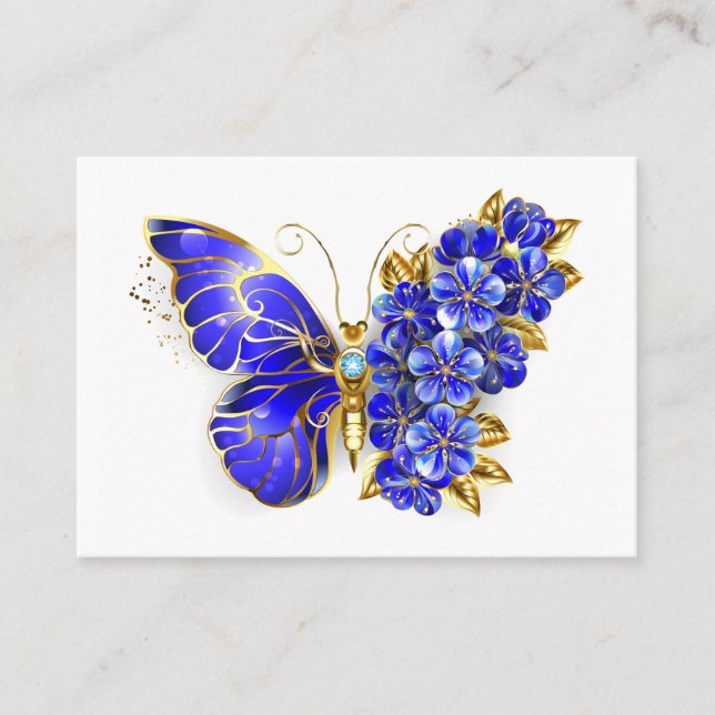 Tarjeta De Mesa Flor Sapphire Mariposa (Anverso)