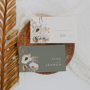 Tarjeta De Mesa Flor silvestre caprichosa   Boda de Marfil