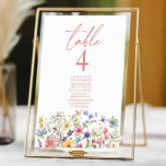 Tarjeta De Mesa Flor silvestre Flores Florales Boda Jardín Floral<br><div class="desc">¡Esta es una Flora Silvestre Floral Floral Jardín de la mesa número con nombres!</div>
