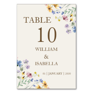 Tarjeta De Mesa Flor Silvestre Pastel Beige