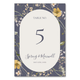 Tarjeta De Mesa Flor silvestre primavera | Número de tabla púrpura